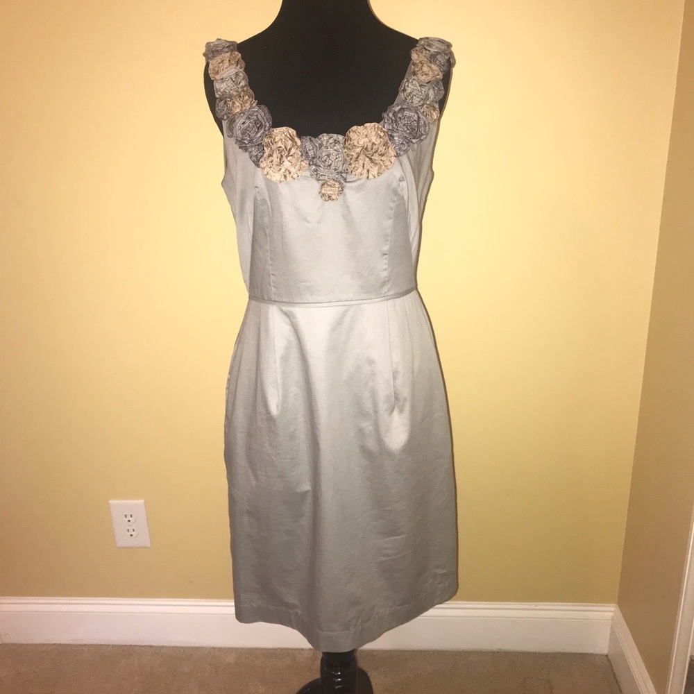 Anthropologie Baraschi  Gray Floral Dress Size 6 - Picture 3 of 9